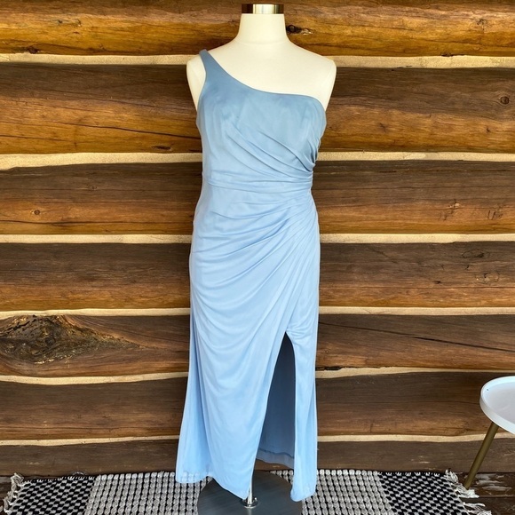 AZAZIE One Shoulder formal full length dress in Dusty Blue Womens size XL (C) - Picture 2 of 11